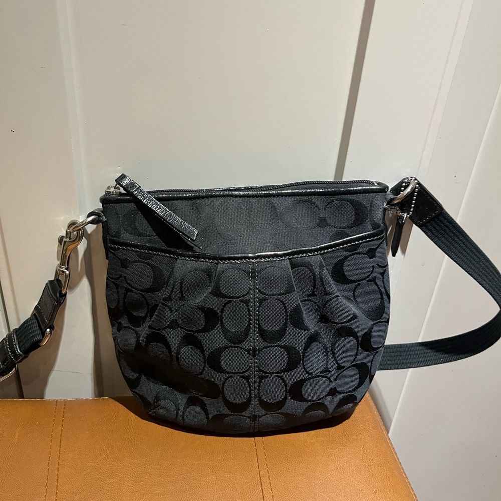 Black Crossbody Bag with Signature Monogram